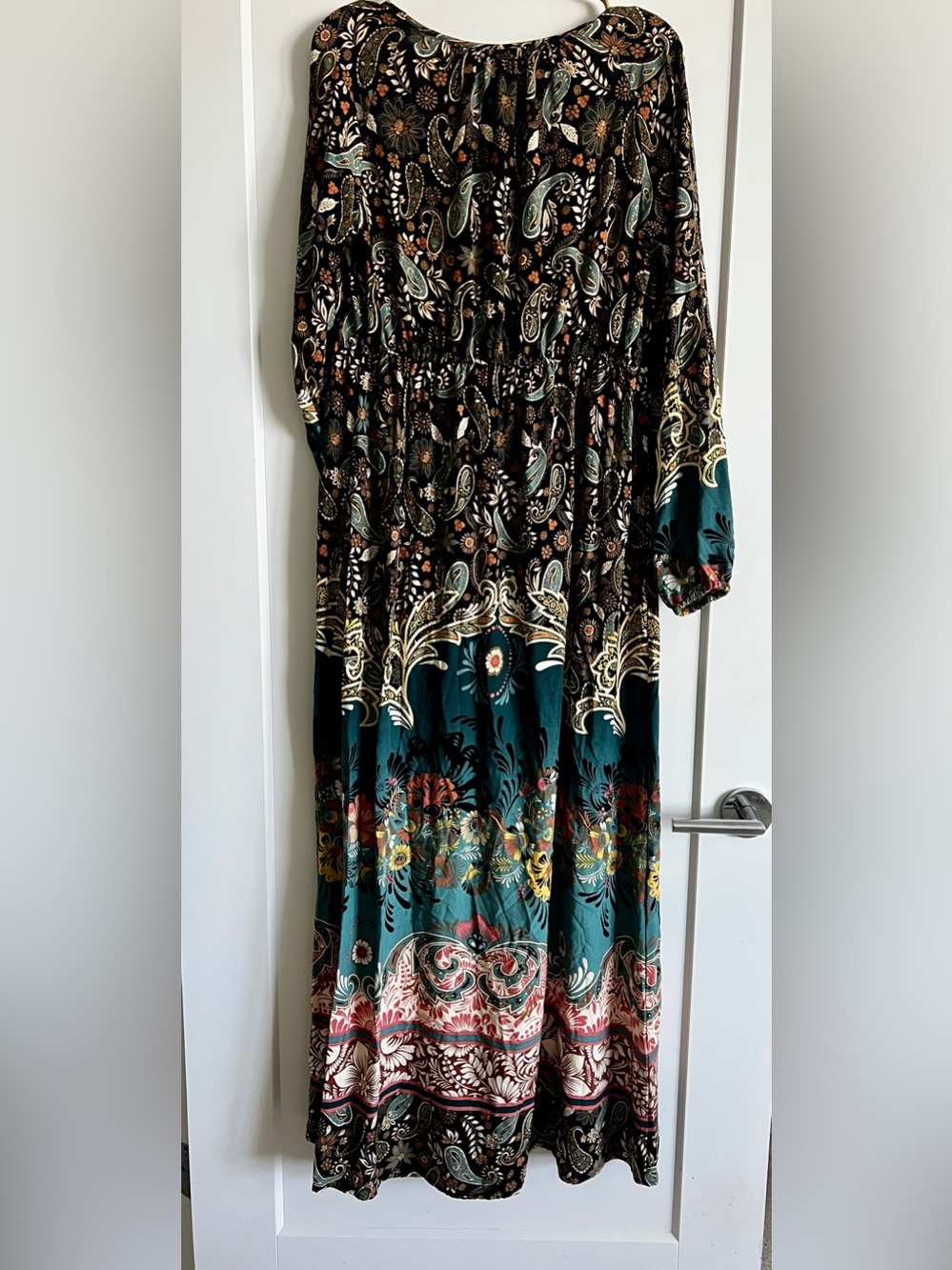 O’Neill Weslynn Boho Paisley Floral Maxi Dress Size Medium Teal Resort Dress - Picture 16 of 16